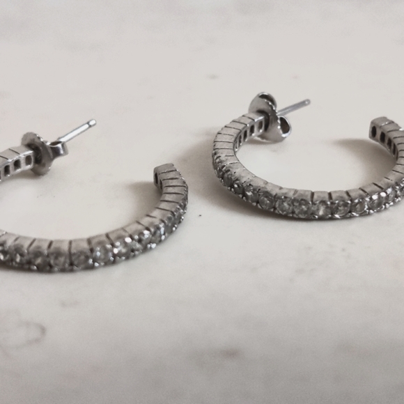 Dazzling Sterling Silver Hoops Pave CZ - Picture 16 of 16